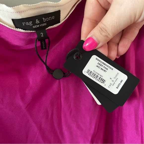 NWT Rag & Bone Jaci Satin Midi Dress Deep Pink - Picture 6 of 6